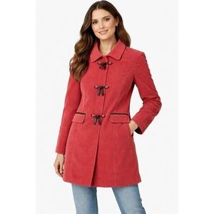 ELEVENSES Velour Leather Bow Button Front Jacket Academia Preppy Twee Fuzzy Sz 4